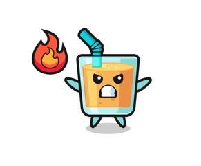 orange juice character cartoon with angry gesture