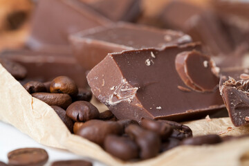 chocolate made from sugar and cocoa, delicious pieces