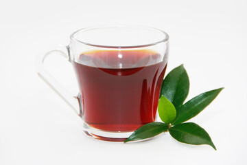 traditional black tea in a glass mug