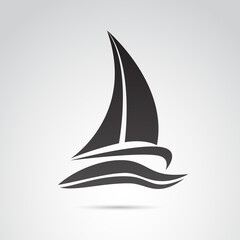Yachting sail boat shape. Vector icon isolated on white background.