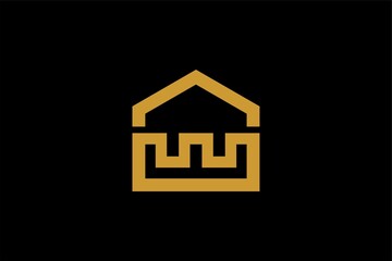 Home line logo design. Real estate illustration symbol. Outline the house icon vector.