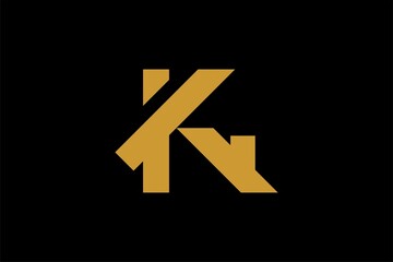 Real estate logo design. Letter K house abstract symbol. Outline the home icon vector.