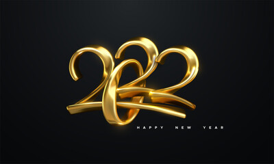 Happy New 2022 Year. Holiday vector illustration - obrazy, fototapety, plakaty