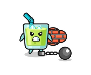 Character mascot of melon juice as a prisoner