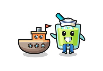 Character mascot of melon juice as a sailor man
