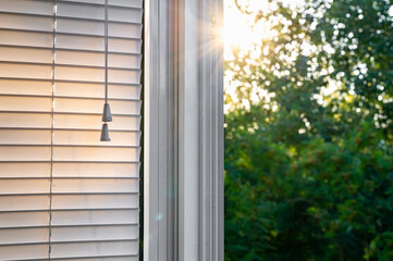 window blinds rays of the sun