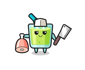 Obraz premium Illustration of melon juice character as a butcher
