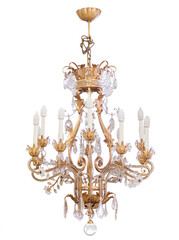 Chandelier with candles golden vintage