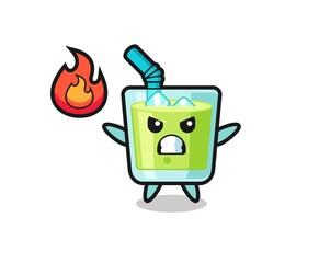 melon juice character cartoon with angry gesture