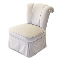 Furniture White Fabric Chair Vintage