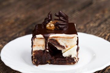chocolate cream cake with sponge cake