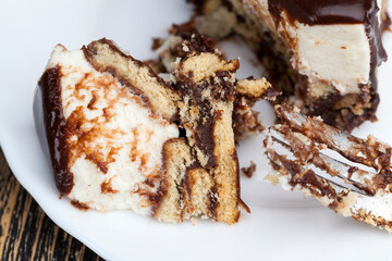 chocolate cream cake with sponge cake