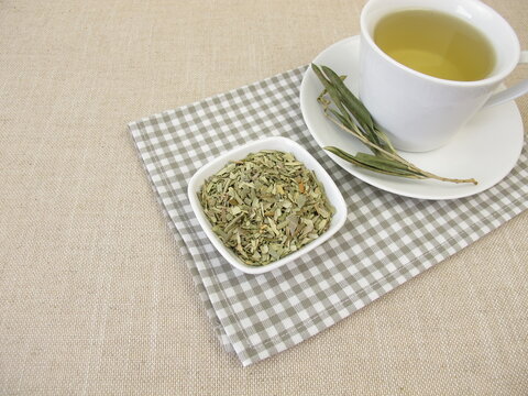 Olive leaf tea - tea from dried and cut olive leaves