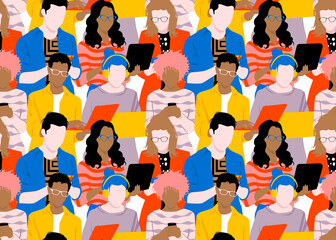 Generation Z. Young people using smartphone and laptop