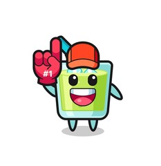 melon juice illustration cartoon with number 1 fans glove