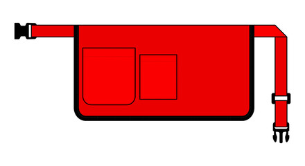 Flat Red Waist Tool Bag Template Vector on White Background
