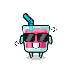 Cartoon mascot of strawberry juice with cool gesture