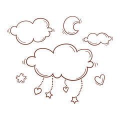cloud and mobile isolated icon in doodle style