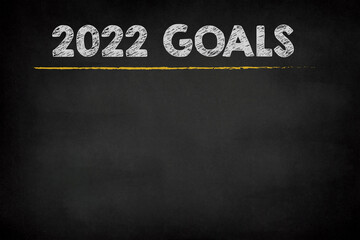 2022 Goals new year on chalkboard background