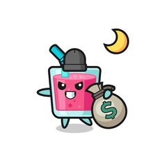 Illustration of strawberry juice cartoon is stolen the money
