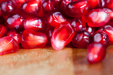 delicious and healthy pomegranate divided into several parts