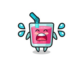 strawberry juice cartoon illustration with crying gesture