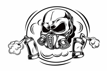gravity skull hand drawing vector