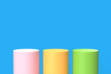 empty stage on blue background, 3D illustration, rendering