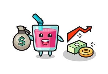 strawberry juice illustration cartoon holding money sack