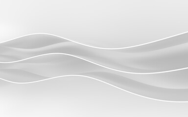 Obraz premium Curved white geometry with white background, 3d rendering.