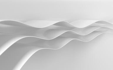 Obraz premium Curved white geometry with white background, 3d rendering.