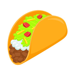 Taco Sign Emoji Icon Illustration. Mexican Food Vector Symbol Emoticon Design Clip Art Sign Comic Style.