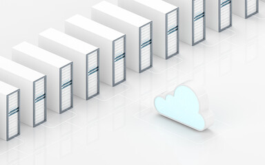 Cloud computing and information devices, 3d rendering.