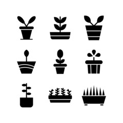 plant pot icon or logo isolated sign symbol vector illustration - high quality black style vector icons

