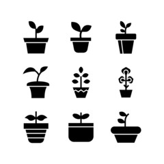 plant pot icon or logo isolated sign symbol vector illustration - high quality black style vector icons
