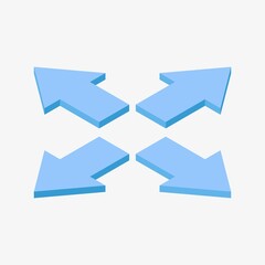 Set of isometric blue arrows for navigation concept vector illustration