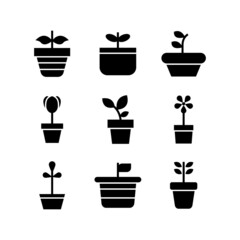 plant pot icon or logo isolated sign symbol vector illustration - high quality black style vector icons
