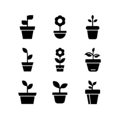plant pot icon or logo isolated sign symbol vector illustration - high quality black style vector icons
