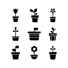 plant pot icon or logo isolated sign symbol vector illustration - high quality black style vector icons
