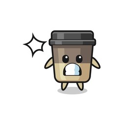 Fototapeta premium coffee cup character cartoon with shocked gesture