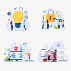Set of business management design concept vector illustration