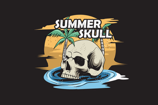 Summer Skull Hand Drawn Illustration