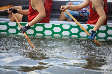 the dragon boat contest is begin for the duanwu festival. in hong kong, china