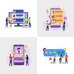 Feedback and review customer with star rating design concept vector illustration