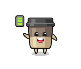 coffee cup mascot character with energetic gesture