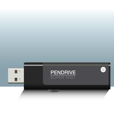 Realistic Black Pendrive Made In Vectors. Pendrive Front View 