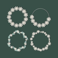 set of wreath flowers and leaf