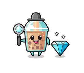 Illustration of bubble tea character with a diamond
