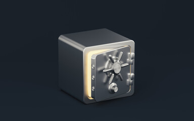 Safe box with dark background, 3d rendering.