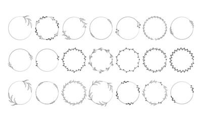set of doodle Wreaths flower